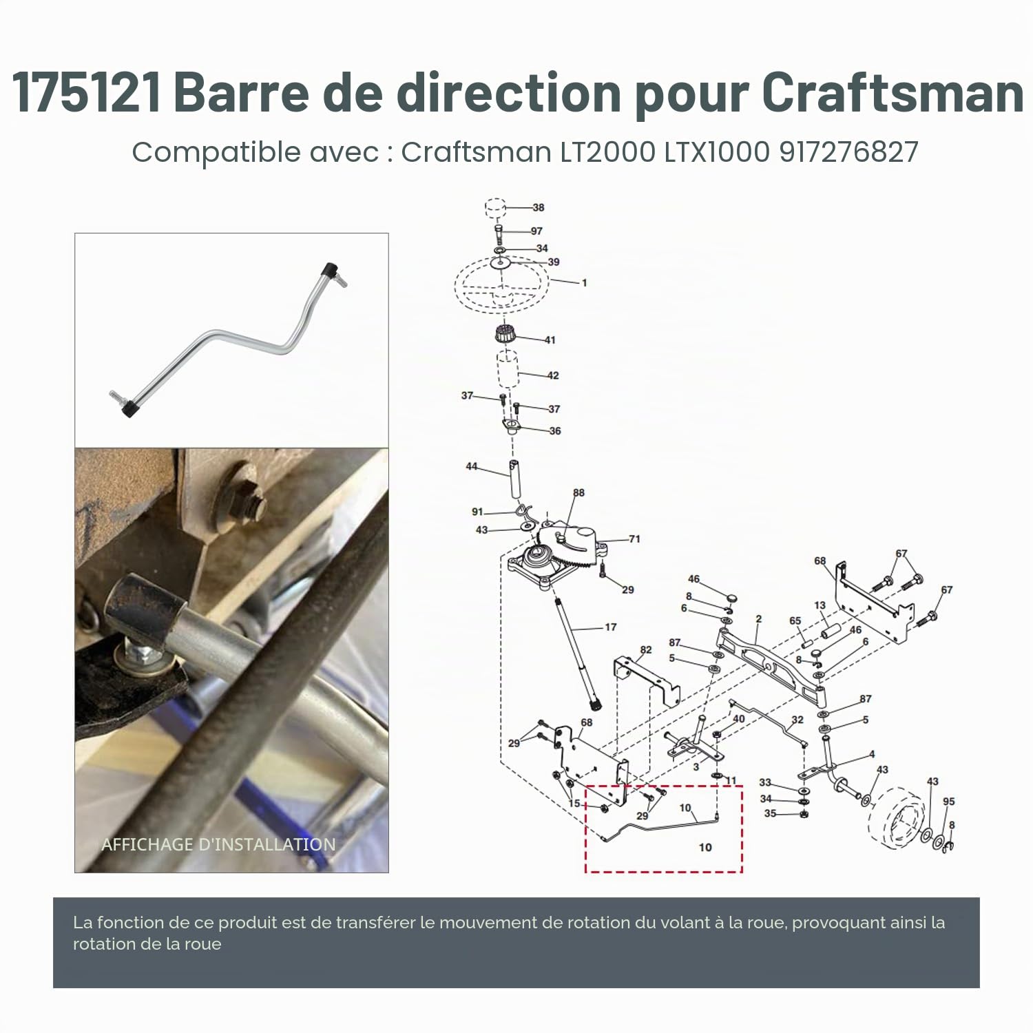 Gadgetool 175121 532175121 Maillon de Frein pour Tondeuse Craftsman Poulan Husqvarna