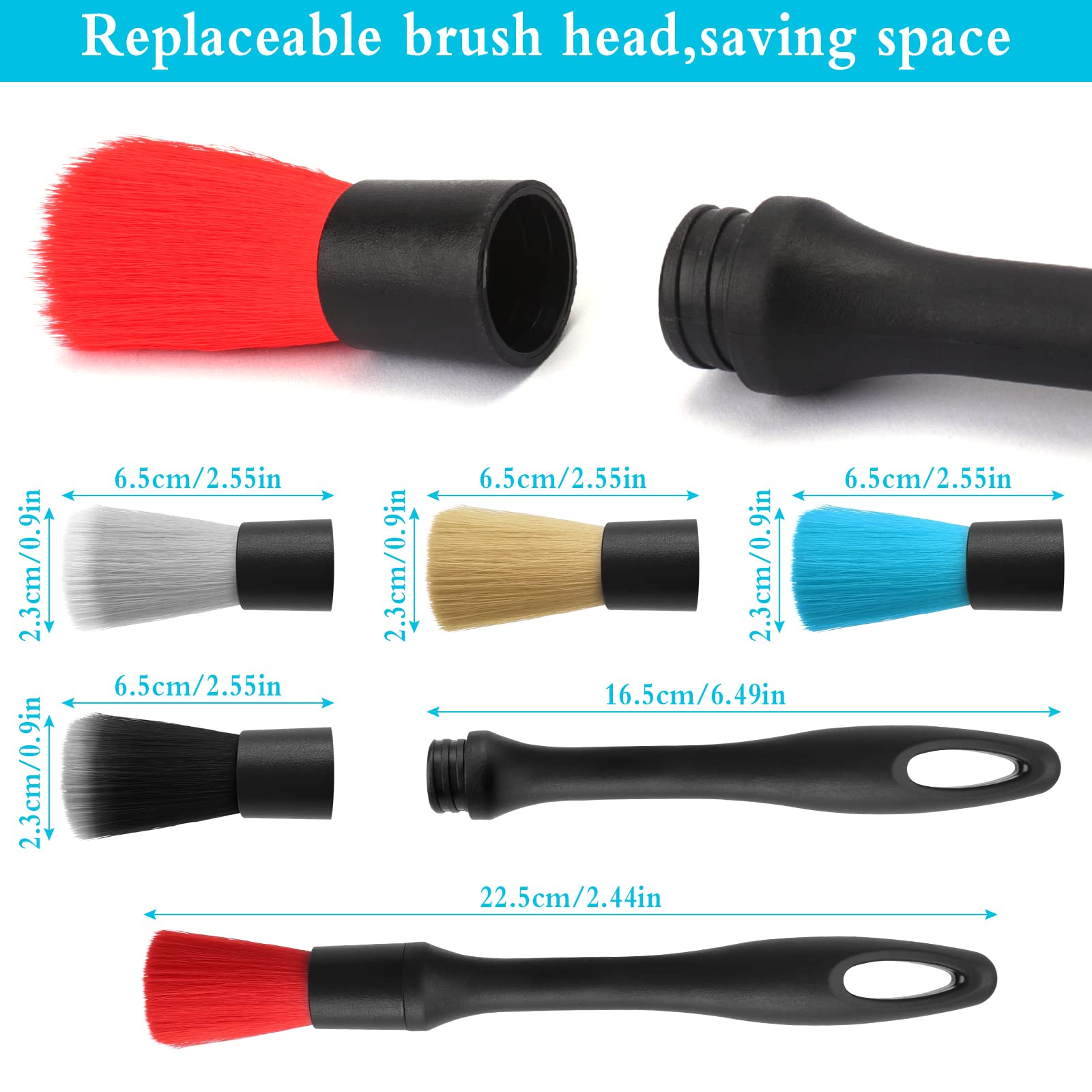 Set 5 Pennelli Per Pulizia Auto | Spazzole Morbide Per Interni E Dettagli - Foto 11