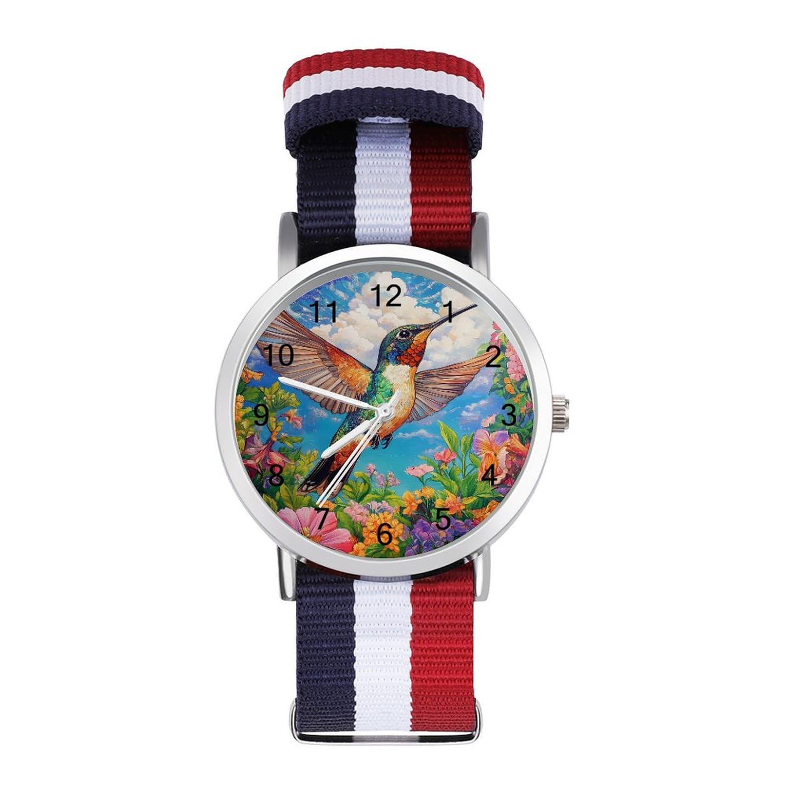 Hummingbirds and Flowers in Spring Funny Wrist Watches for Men Women Fashion Graphic Watch for Work Workout