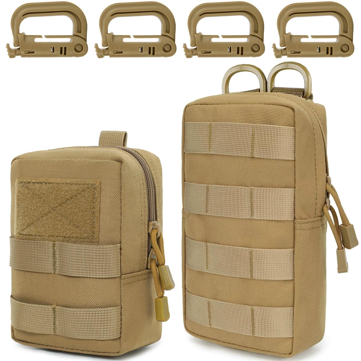 MUCHER 2 Pack Molle Tasche Taktische Hüfttaschen EDC Utility Bauchtasche Hüfttasche mit 4 Haken Rucksack-Zusatztaschen für Outdoor Wandern Jagdcamping Training