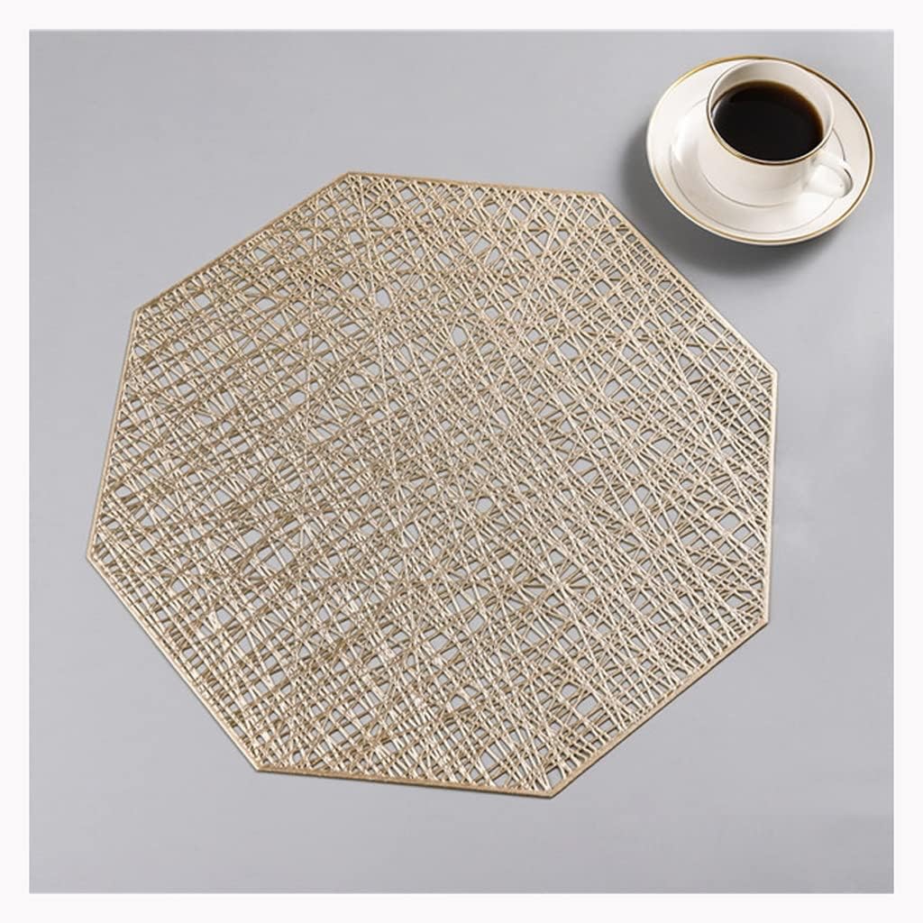 Nordic Tableware mat Desktop Western Place Heat Insulation pad Bowl Coaster Table Household Anti-Scald, Water-Proof and Oil-Proof Gold(Gold 4PCS)