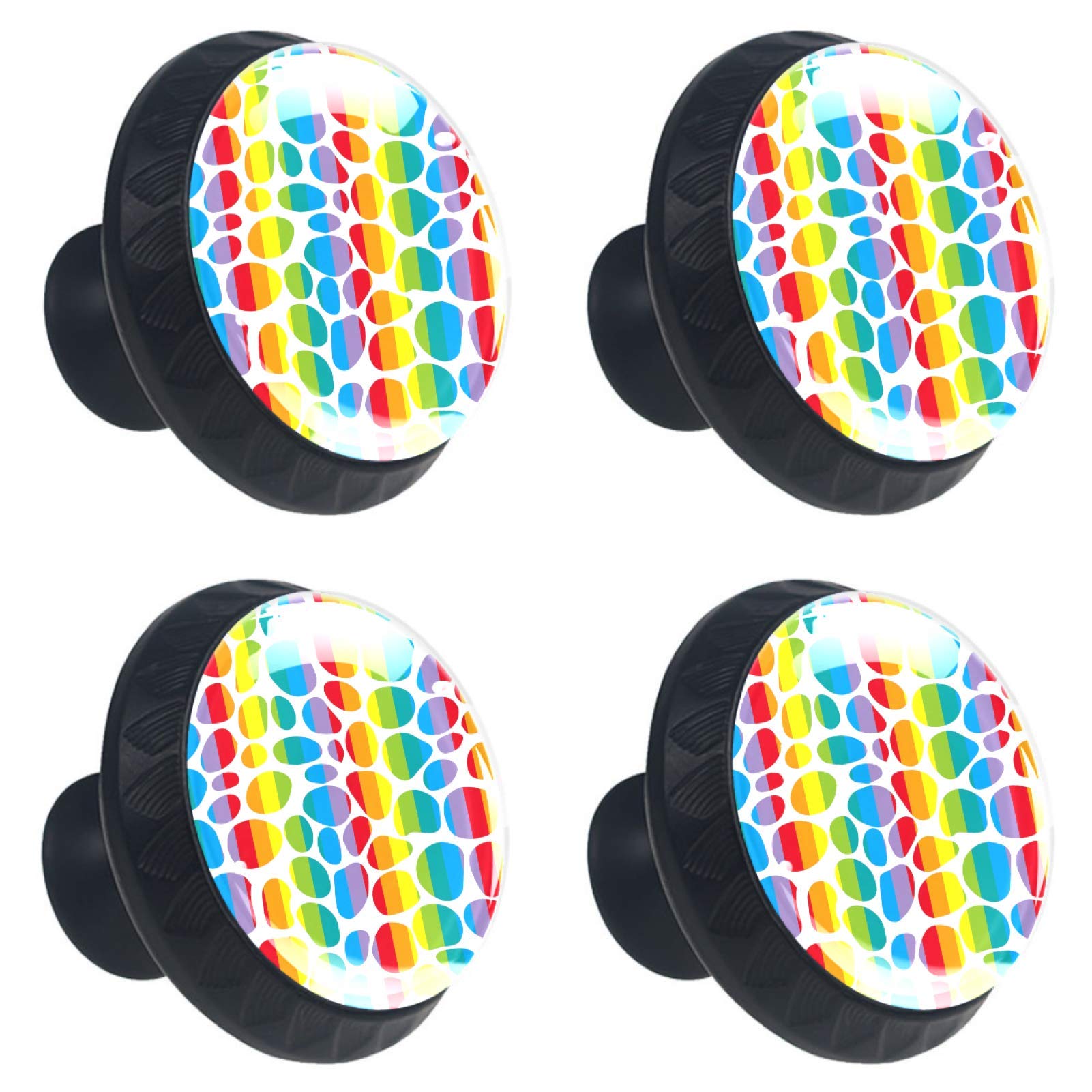 Poignées en verre léopard arc-en-ciel boutons de meuble ronds design 30 mm