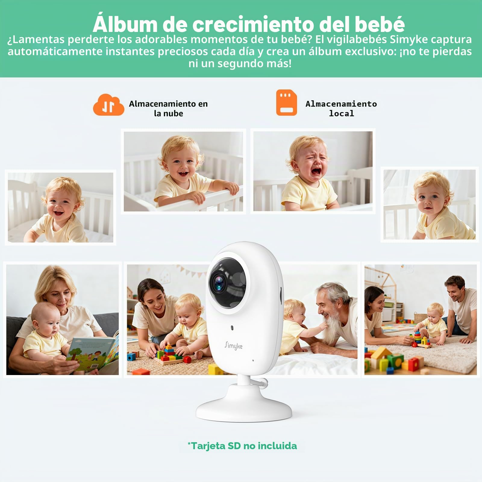 Simyke Monitor de video para bebé con pantalla HD de 3.5 pulgadas, cámara de monitor de bebé de conversación de 2 vías con video y audio HD, visión nocturna, temperatura VOX y monitoreo de bebé de