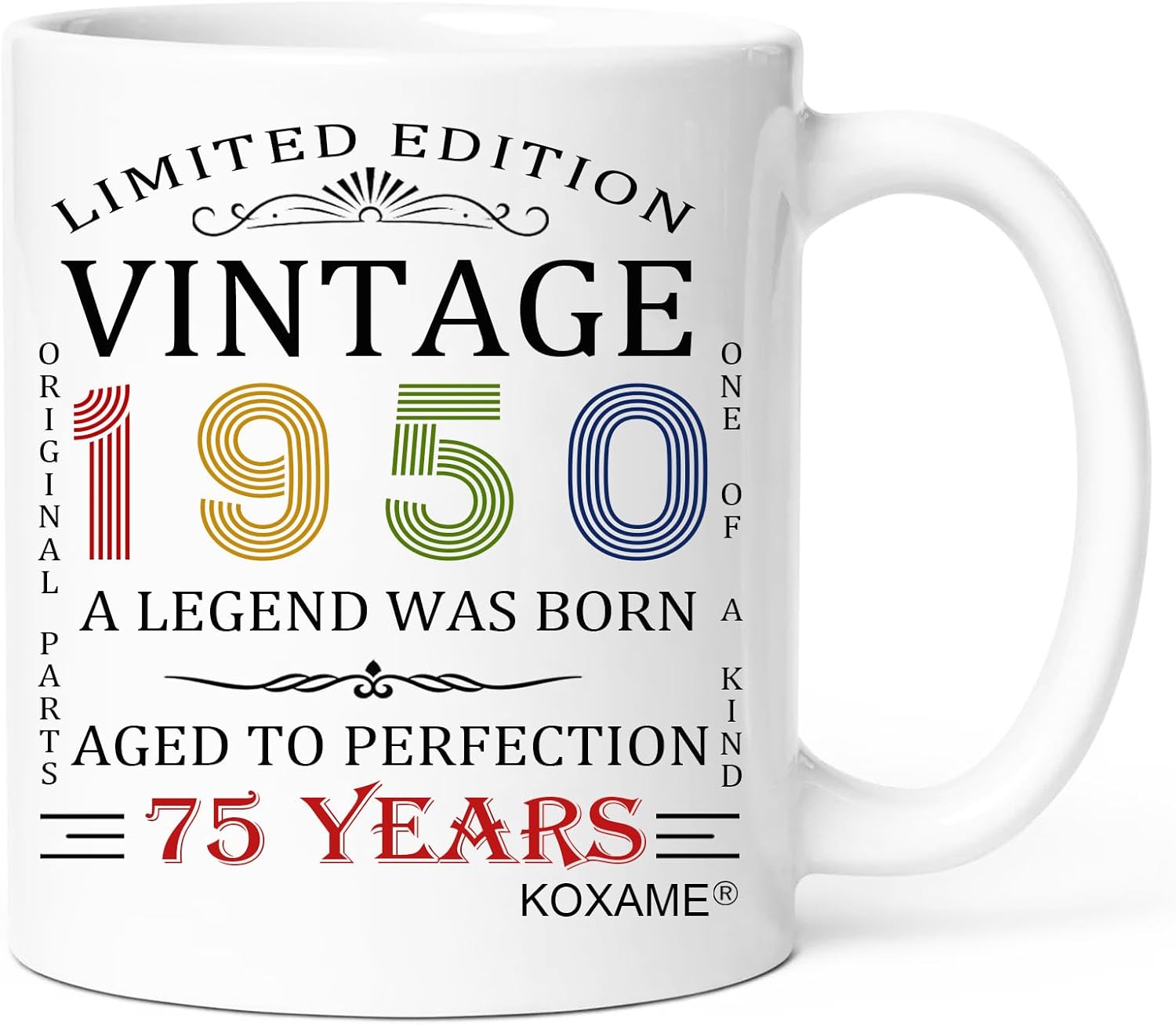 Vintage 1950 Coffee Mug, 75th Birthday Gifts For Men Women, 75 Year Old Birthday Gifts For Him Her, Gift Ideas For Mom Dad Husband Wife Papa Grandma Turning 75 (75th)