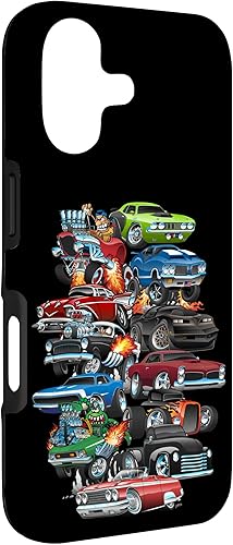 Vista 90 de Funda para iPhone 13 Hotrods, autos clásicos, coches musculosos y carros de carreras