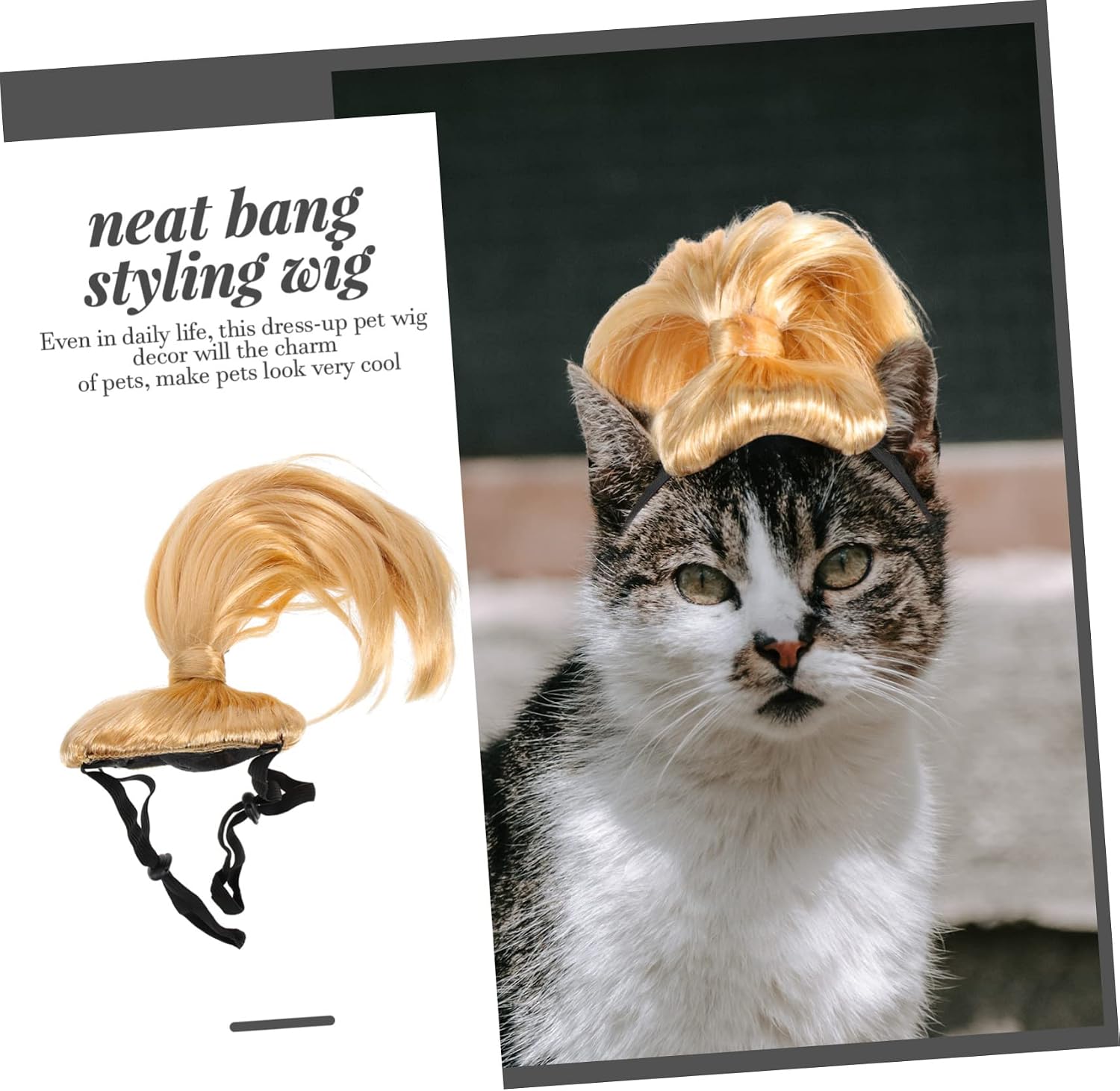 YARNOW PET Wig Hat with Ponytail for Dog Party Dress-up Halloween Season image 4