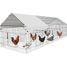 NUGRIART Portable Chicken Coop with Run, 130"40" Poultry Cage with Waterproof Cover for Small Backyard Flocks, Chickens, Ducks, Rabbits & Small Animals