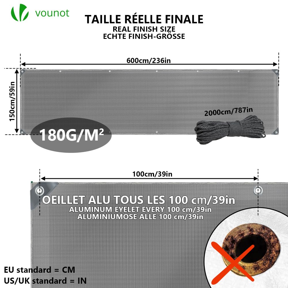 VOUNOT 1.5x6m Tarpaulin Heavy Duty 180 g/m² Waterproof TarpLarge Ground Camping Sheet with Eyelets - Image 4