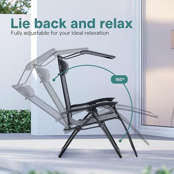 SereneLife Zero Gravity Chairs Set of 2 - Adjustable Outdoor Lounge Chairs with Side Table, Cup Holders, Removable Pillows, Folding Portable Patio, Backyard, Poolside, Beach Camping Chairs - Color