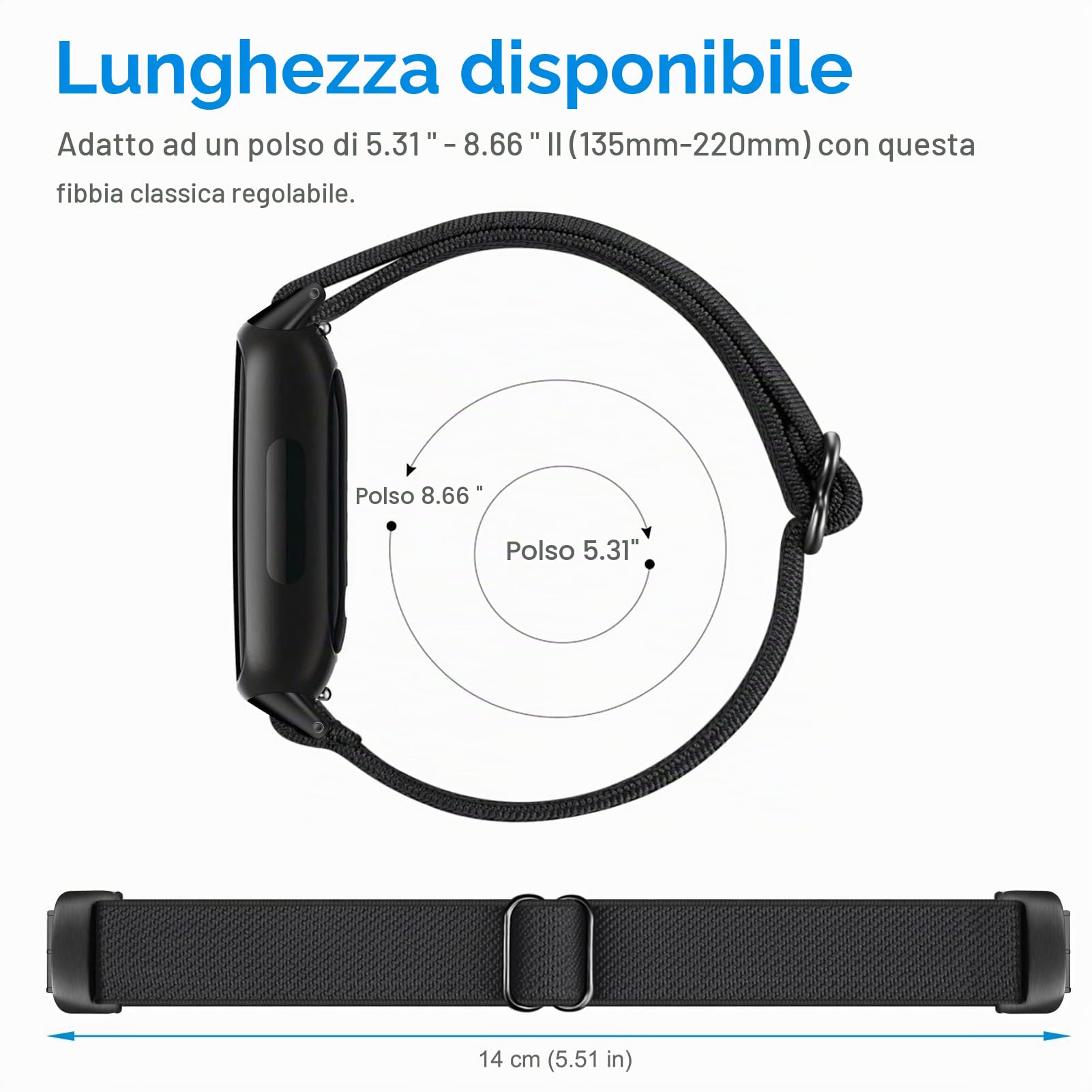 FINTIE Cinturino Compatibile con Fitbit Inspire 3, Regolabile Sport Elastico Band