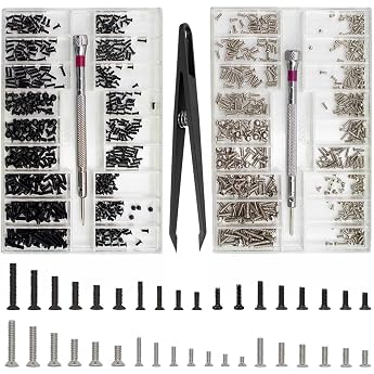 Pack of 1000 Small Screws Assortment Kit Silver Black M1.2 M1.4 M2