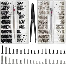 1000 Stück Kleine Schrauben Sortiment Kit, M1.2 M1.4 M2 Winzige Mikroschrauben Set, Uhrenbrille Computer Ersatzschrauben, Winzige Reparaturschrauben Set mit Schraubendreher Pinzette, Silber Schwarz