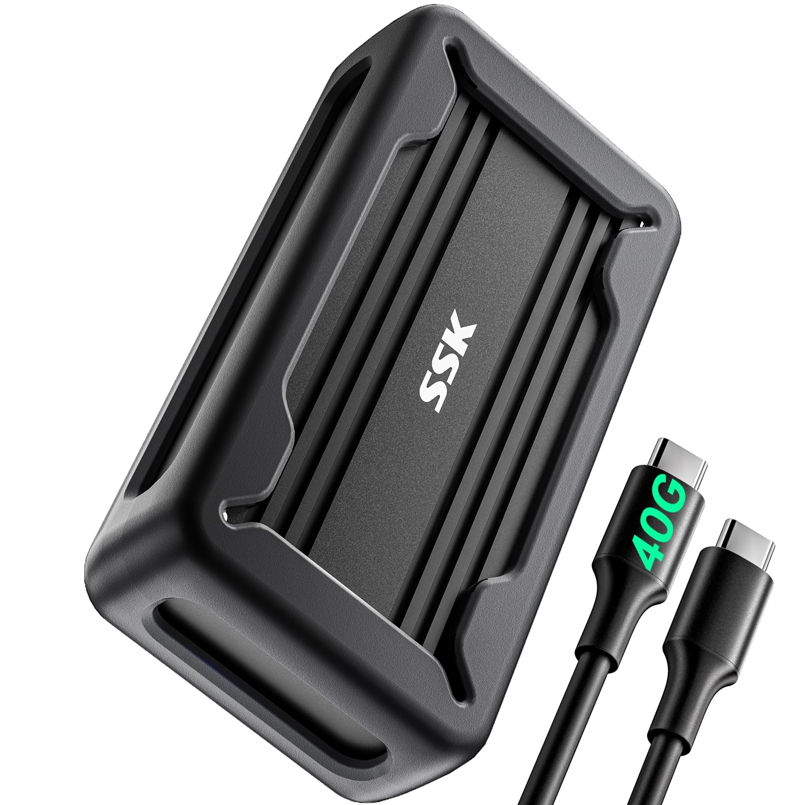 SSK Enclosure NVMe da 40 Gbps, M.2 NVME SSD Enclosure USB4 NVMe Caddy USB C, custodia esterna M2 Supporta 2280/2260/2242/2230 SSD NVME Case Adapter M-Key con indicatore LED Alluminio