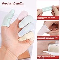 Vista 4 de EORTA, 100 unidades, material de algodón con protectores de dedos elásticos, protectores de dedos, dedos del pie, pulgar, mangas, cómodo