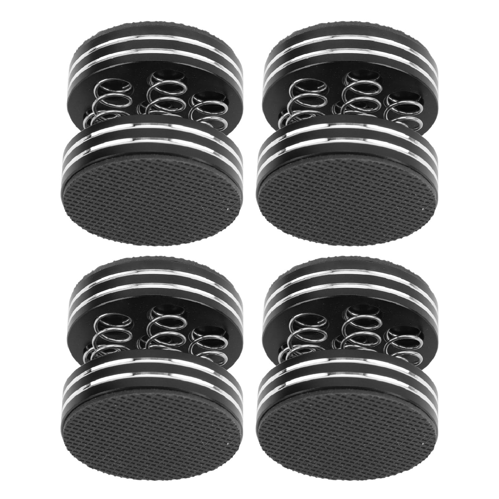 Piedini di isolamento per altoparlanti HiFi, supporto ammortizzante a molla per altoparlanti, subwoofer, amplificatori e giradischi; base in gomma antiscivolo con lega di alluminio (Nera)