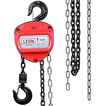 GIGAWATTS XLNT Hand Chain Pulley Block 2200 lbs Capacity Heavy Duty Manual Hand Hoist Industrial-Grade Steel Construction for Lifting Good in Transport Workshop Garages Automotive (1 TON)
