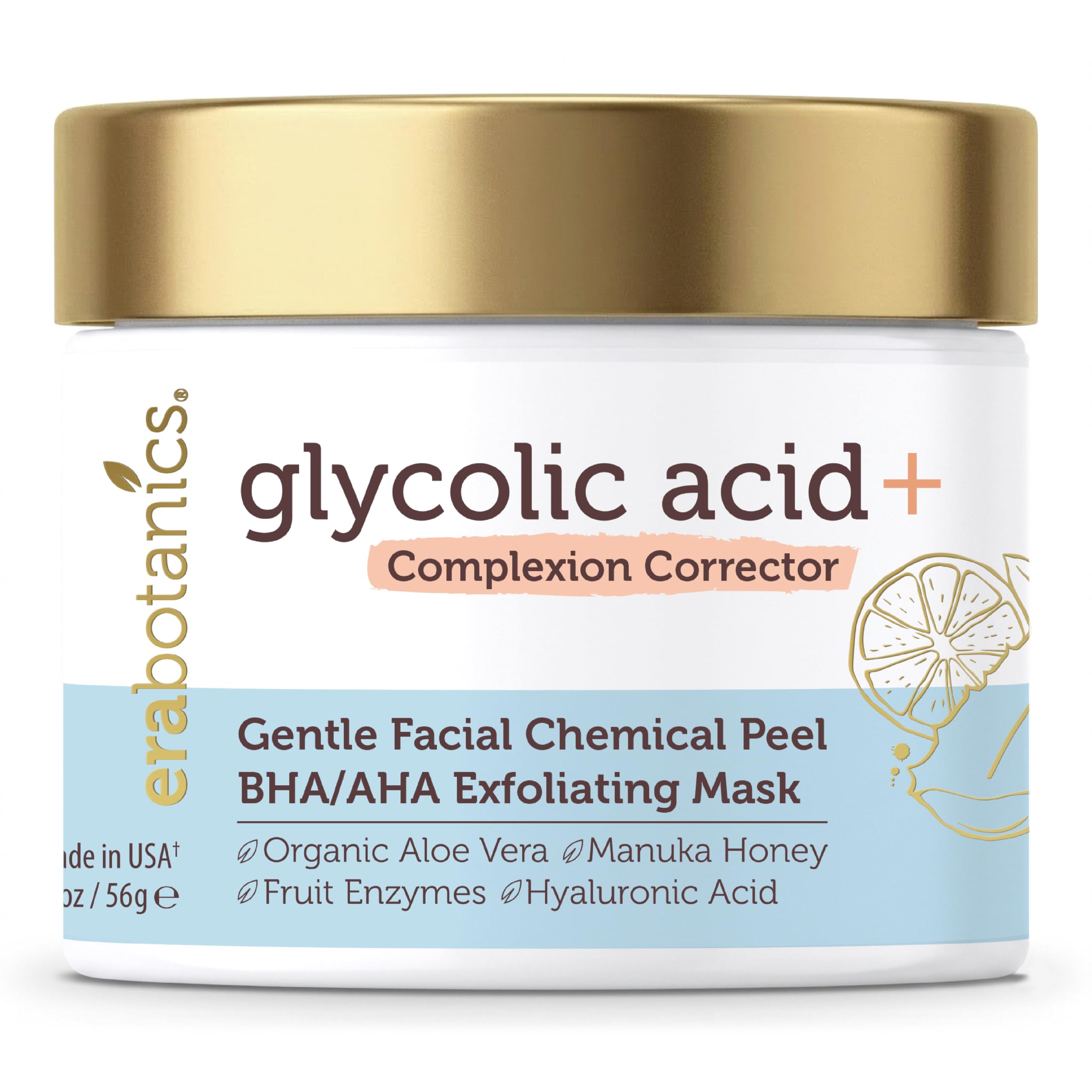 Glycolic Acid Chemical Peel for Face - Gentle AHA BHA Exfoliant Mask | At-Home Face Exfoliator - Lactic & Salicylic Acid With Aloe Vera & Manuka Honey