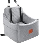 Dog Car Seats for Small Medium Dogs, Portable Detachable Washable Puppy Car Seat for Dog Up to 35lbs, Pet Booster Seat with Storage Pockets and Safety Belt (Black, Medium)