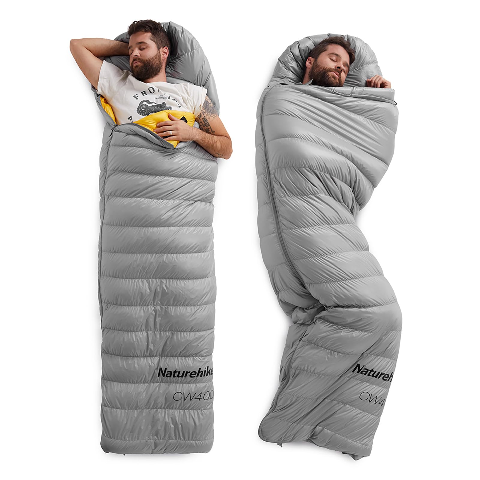 Naturehike CW400 - Saco de dormir ultraligero de plumón 650FP - 910 g de peso 6 °C cómodo, nailon Ripstop 20D con cremallera YKK para mochileros, camping, senderismo y viajes