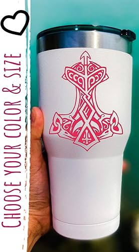 Custom Thors Hammer Vinyl Decal - Norse Viking Bumper Sticker - Pick Your Color and Size