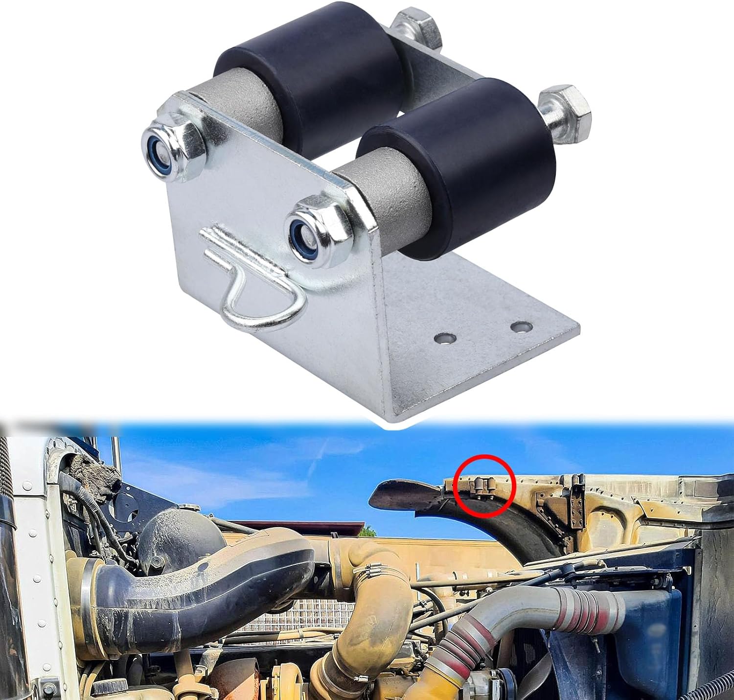 13-04401 Lower Roller Bracket Bundle with Rollers and Hardware Fit for Peterbilt 379 Replace 13-04401M001 13-04401M002 13-03593 13-04413SPL 13-04467, Both Sides