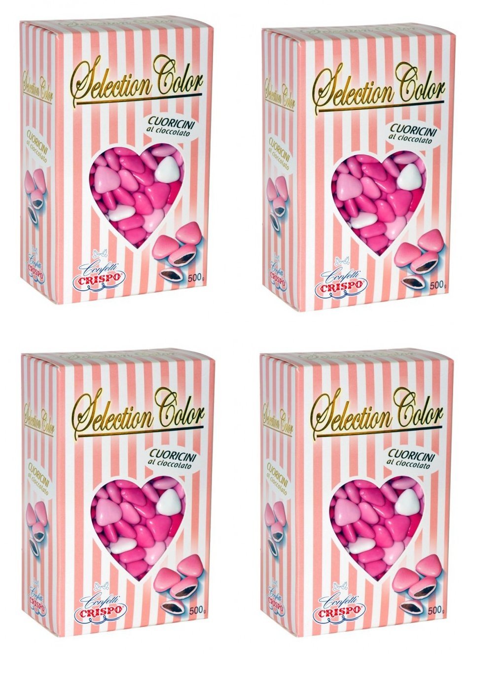 Confetti CUORICINI ROSA SFUMATI CRISPO 4 CONFEZIONI DA 500 GR. Bomboniere CUORI MIGNON