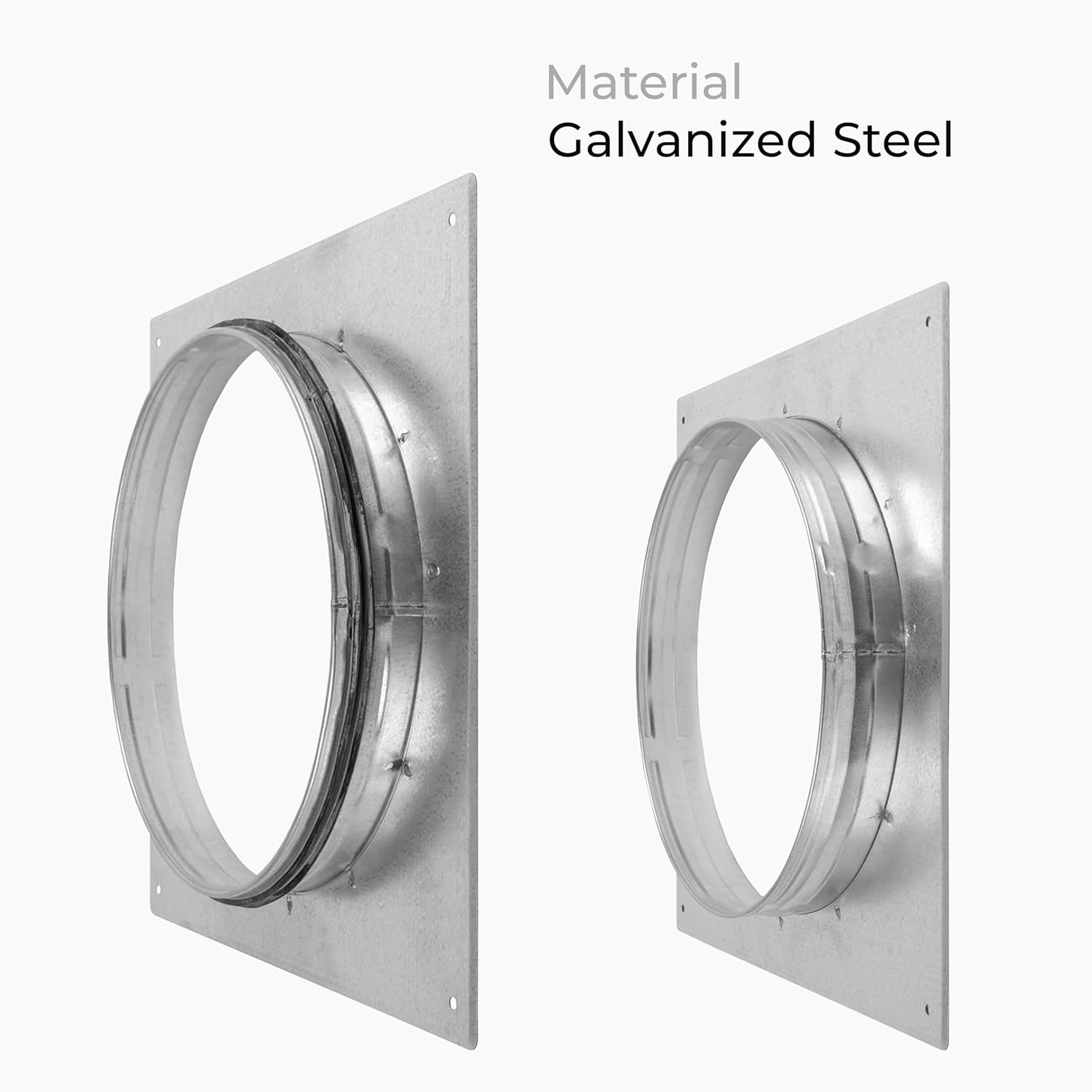 10" Inch Wall and Ceiling Mount - Duct Connector Flange with EPDM Rubber Seal - Adapter Plate for Round Tubes - Rust Resistant - Ideal for Extractor Fans, Dryer Vent and Cooker Hoods