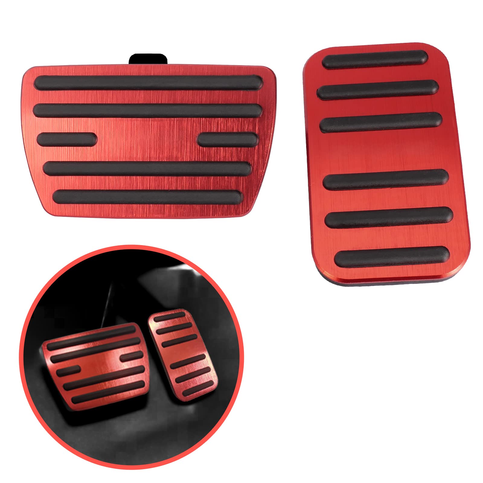 WORCAS No Drill Anti-Slip Aluminum Gas Brake Pedal Cover,Accelerator Pedal Covers Compatible with Honda 10th Gen Civic 2016-2021 Foot Pedals Set(Red)