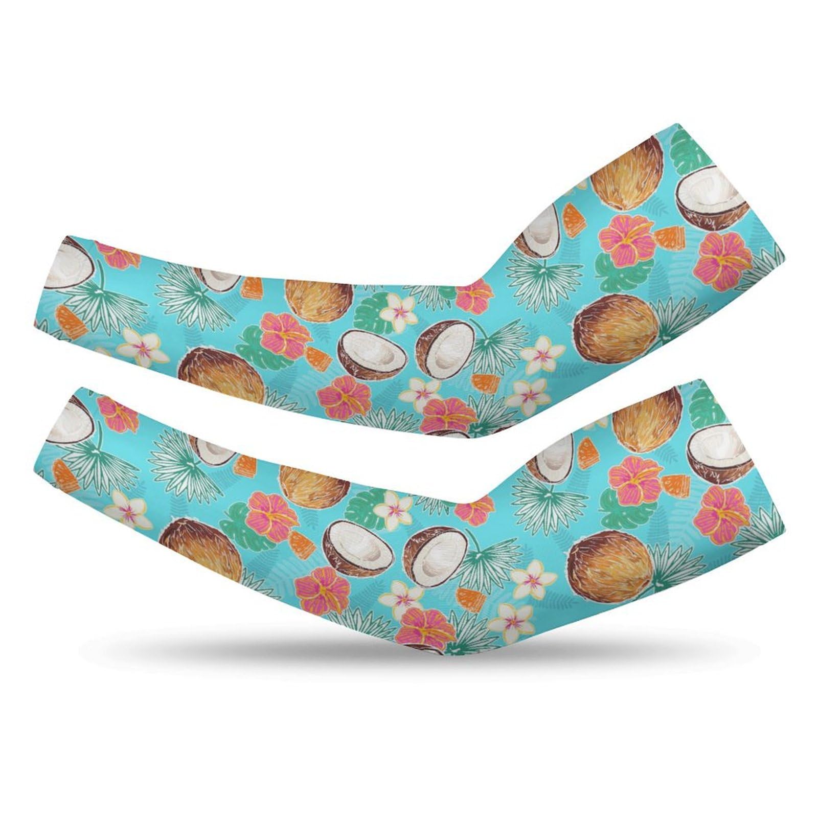 Cvrozpwy Arm Sleeves for Men Women Hawaiian Coconut Sun Protection Sleeves Outdoor Compression Arm Sleeves Tattoo Cover Up