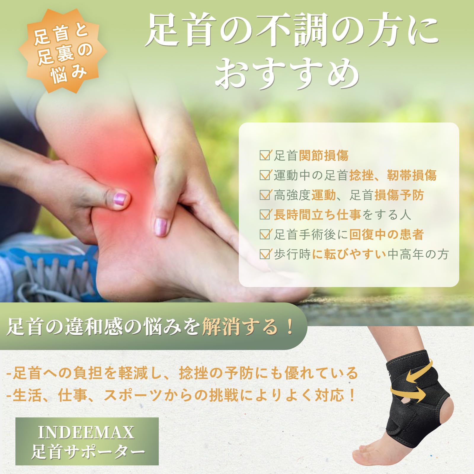 Amazon | INDEEMAX 足首サポーター 固定 足首用 保護 ハードサポータ 