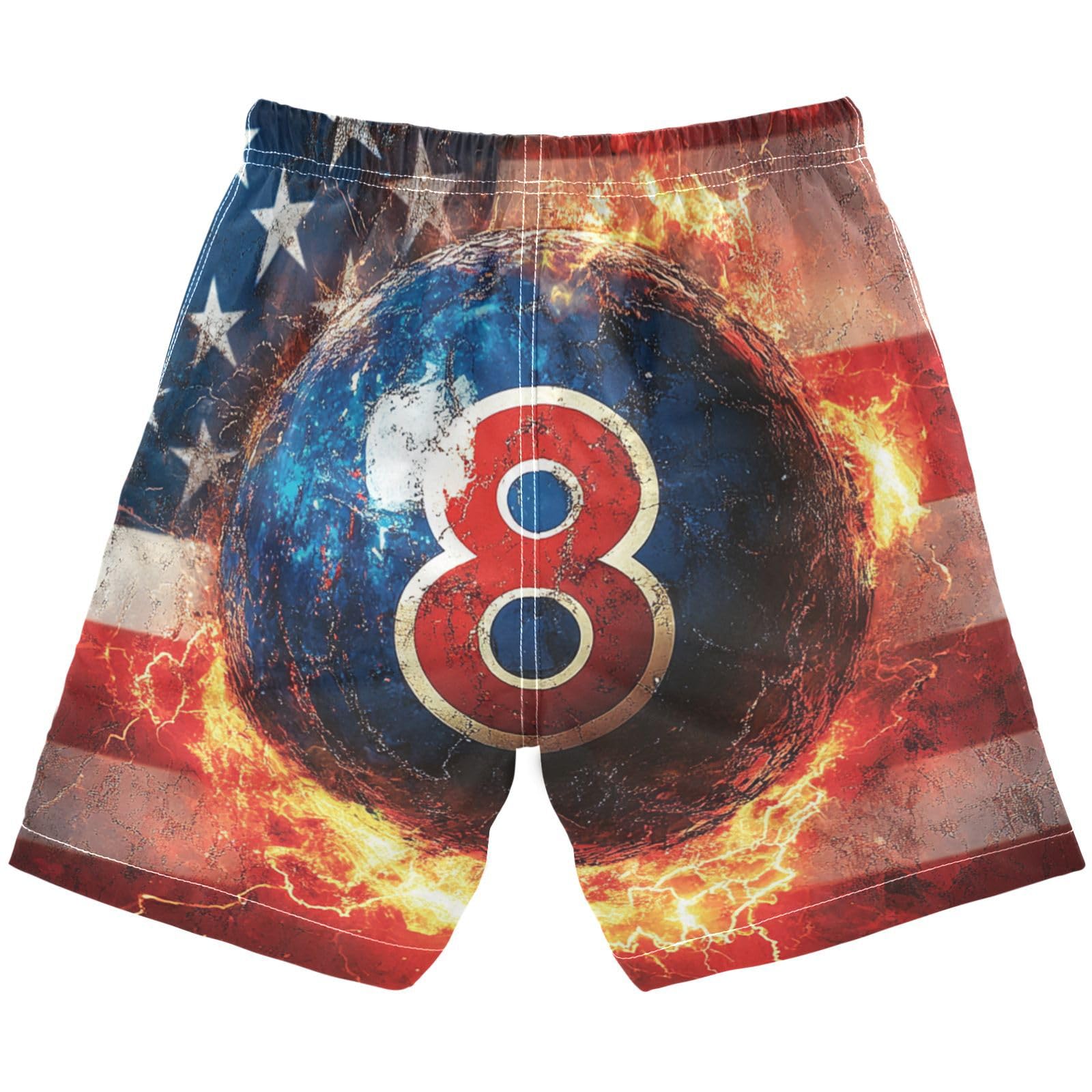 Jucciaco Boys Beach Board Shorts America Billiard Grunge Swim Trunk Teen Swimwear Multicolor