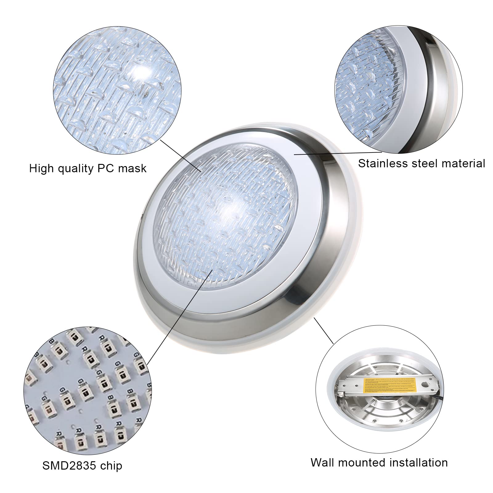 Luz subacuática LED RGB de 12V 18W, lámpara de Montaje en Pared de 7 Colores Que Cambia de 11 Pulgadas con Control Remoto, IP68 a Prueba de Agua para Acuario de Piscina
