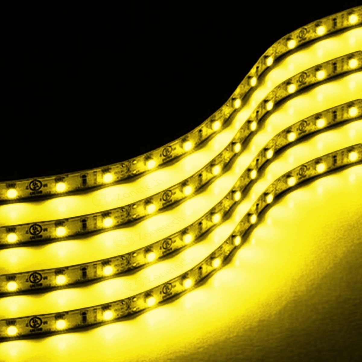 Zone Tech 30cm LED Car Flexible Waterproof Light Strip YELLOW (pack of 4)