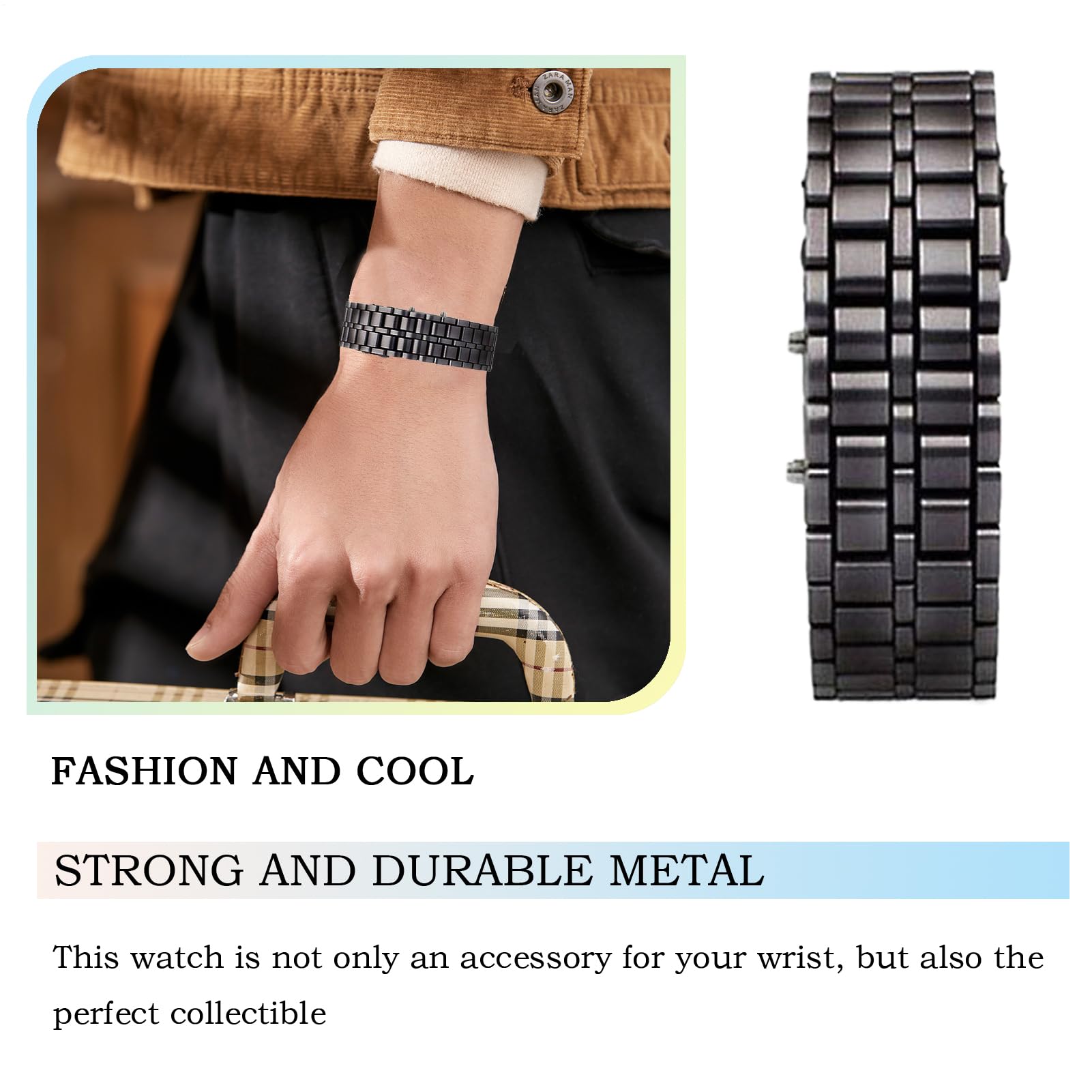 Montres LED Hommes Montres Mode Étanche Créatif Métal Electronique Numérique Affichage LED Bracelet Sport