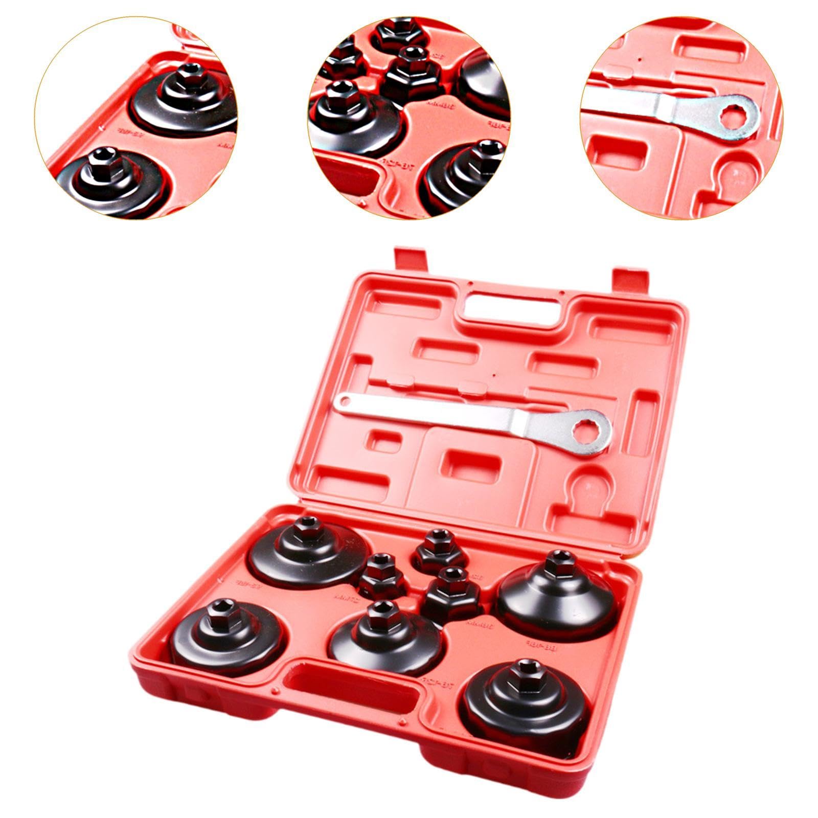 Kit de herramientas de llave de vaso para filtro de aceite, 9 piezas, extracción de tapa de carcasa automática Filtro de urea SCR