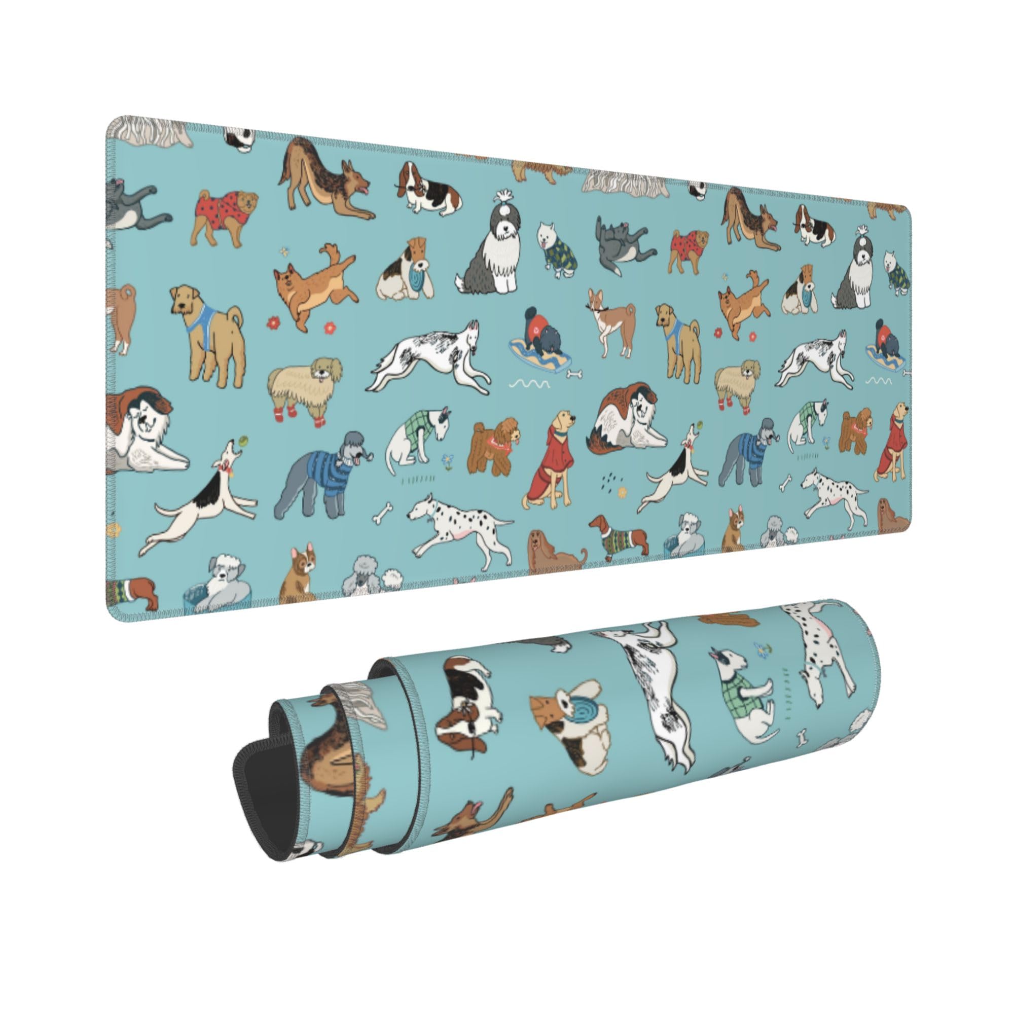 Dog Large Mouse Pad Extended Desk Mat for Keyboard and Mouses Gaming Rubber Keyboards Mats Home Office Computer Accessories Waterproof and Non-Slip 31.5x11.8 Inch