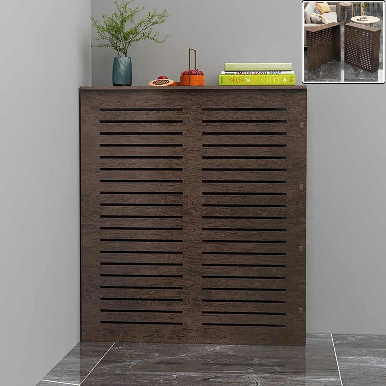 Mueble de suelo para baño y salón que oculta radiadores viejos