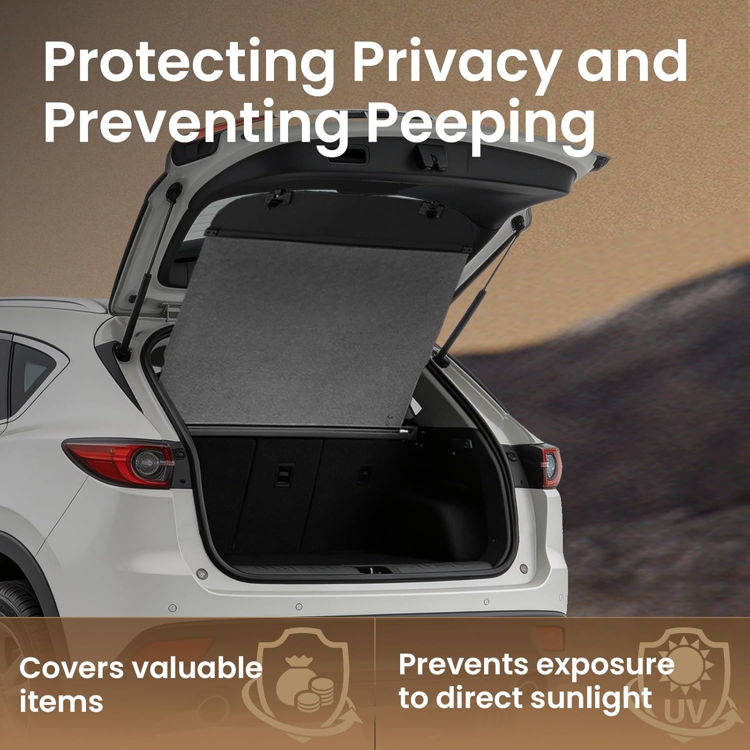 trunk cargo cover for mazda cx5 2026 2025 2017-2024, with carbon fiber texture ends?cx-5 accessories, anti-peeping retractable security shade, privacy screen extra cover mazda cx5 17-26