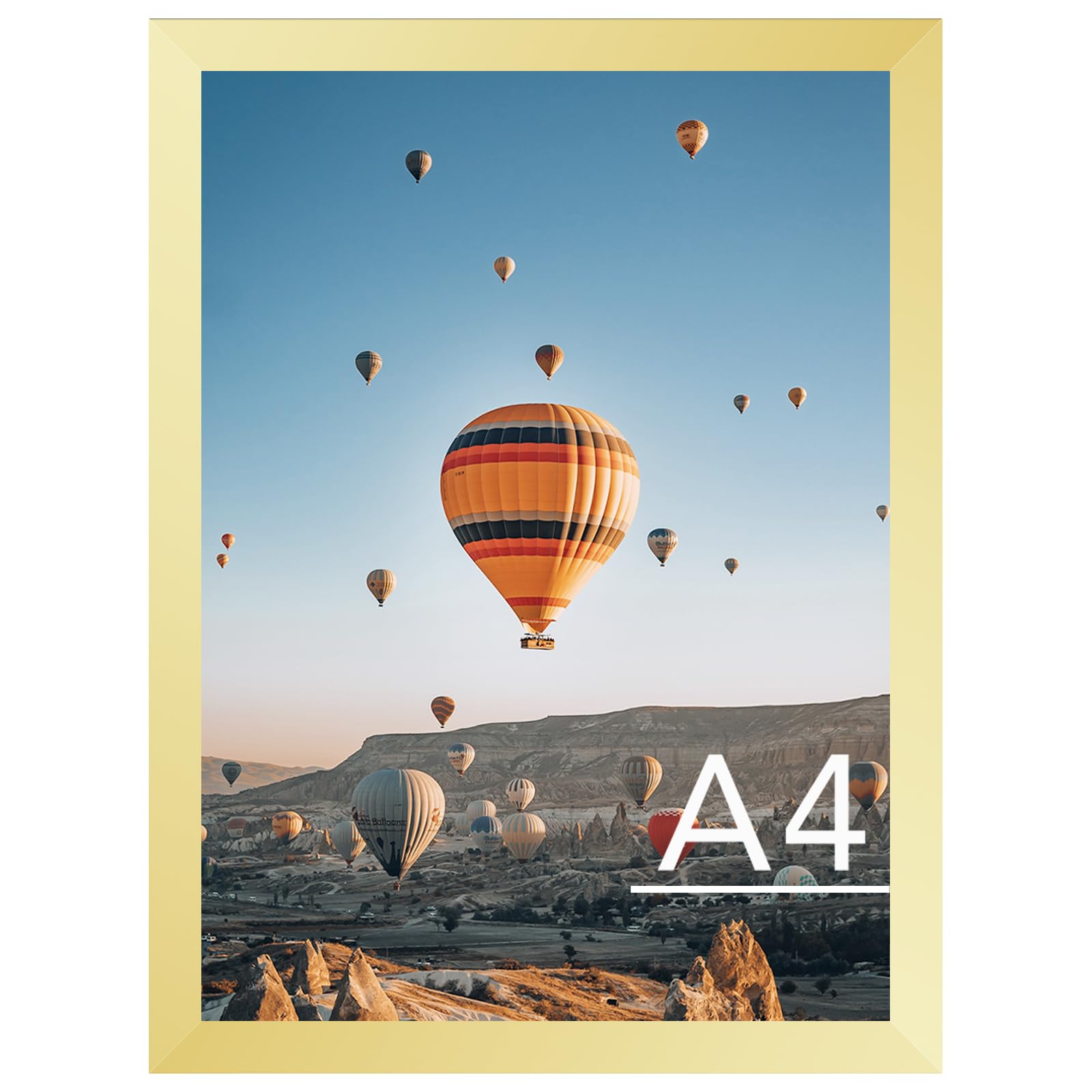 8.3x11.7 A4 Picture Frame Gold for Wall Hanging or Tabletop, Wall Mounting Horizontally or Vertically, A4 Frame 8.3 x 11.7 Wall Gallery Poster Photo Frame with Shatter Resistant Plexiglass, Gold