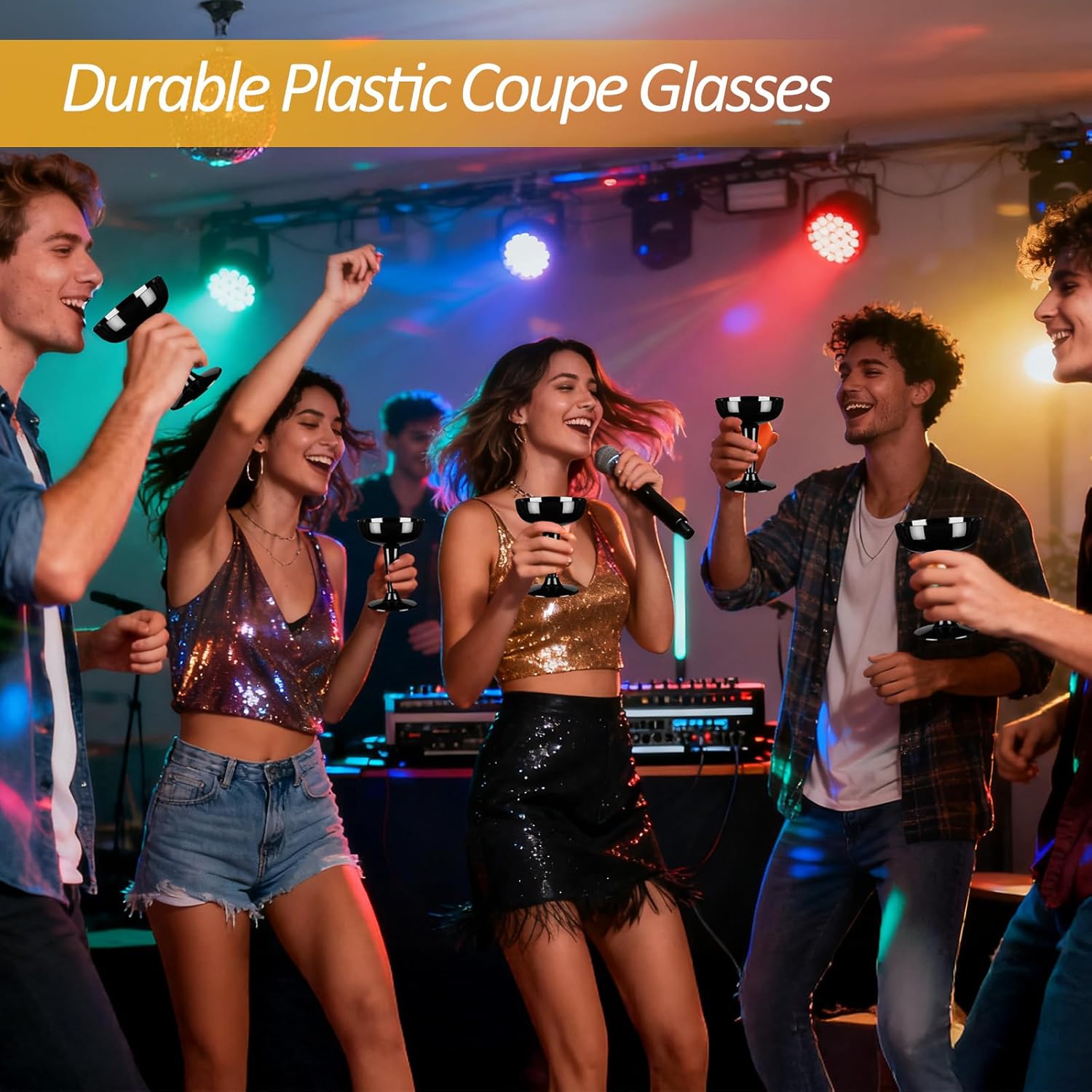 Domensi 40 Pack Black Champagne Coupe Glasses Bulk Plastic Disposable Champagne Glasses 5 oz Plastic Mimosa Wedding Cocktail Cups for Engagement Birthday Graduation Decor 2025 Party Supplies - Image 5
