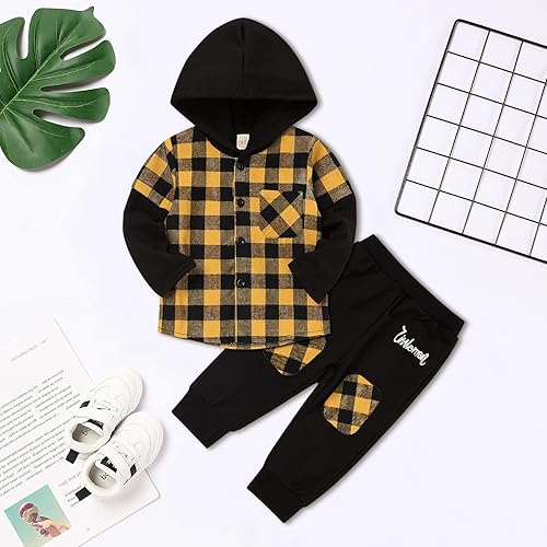 Miniatura 2 de Fuermos Conjunto para niño pequeño - Sudadera y pantalones a cuadros con capucha - Ropa de otoño