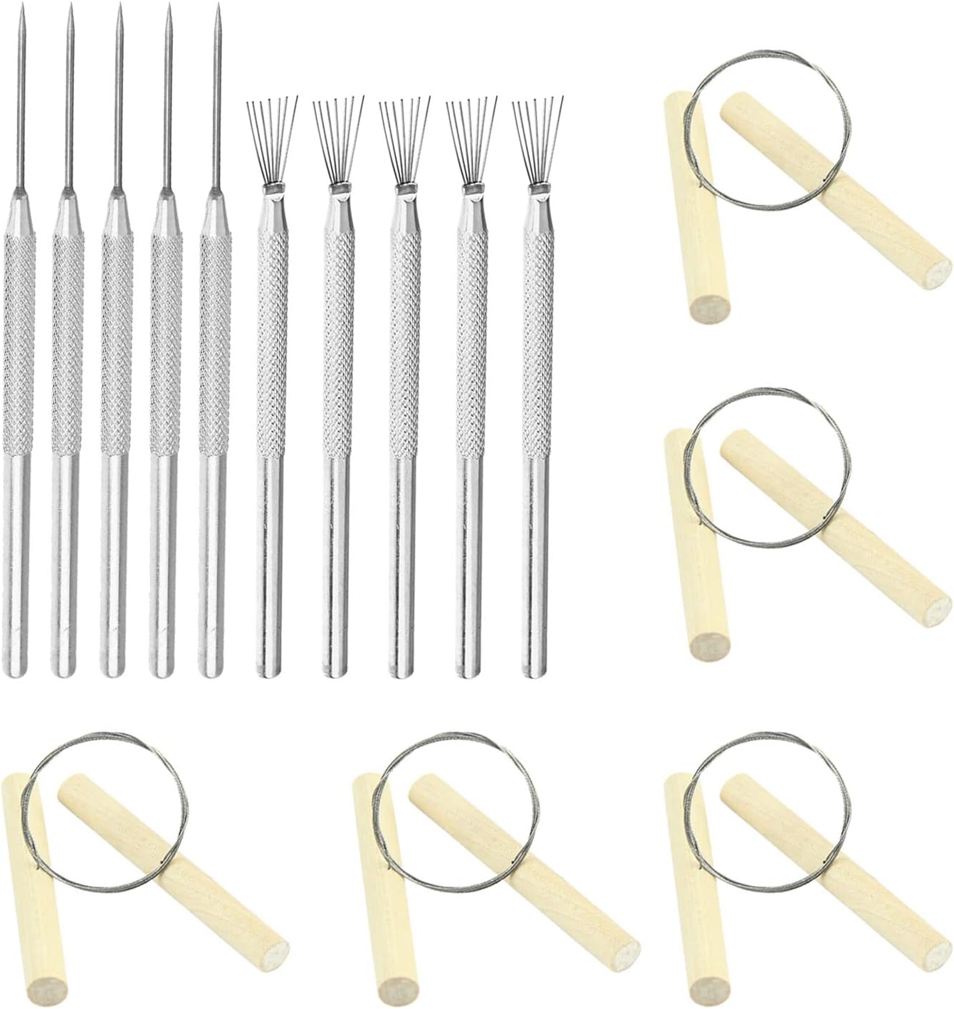 15Pcs Clay Ceramic Needle Tools with Wire Clay Cutter, 10 Pieces Clay Ceramic Needle