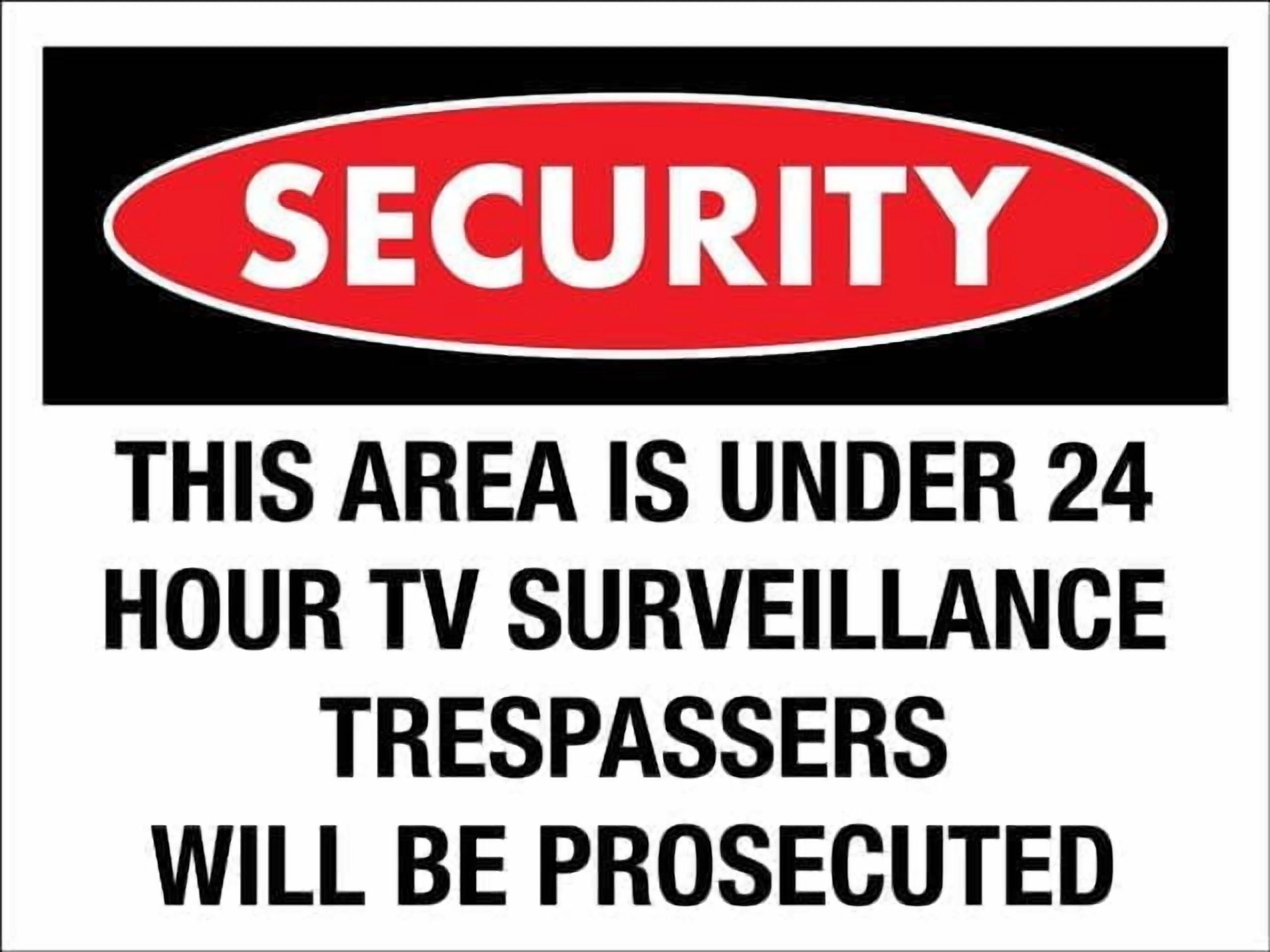 (2-Pack) Metal Tin Sign Security This Area Is Under 24 Hour Tv Surveillance Sign Safety Restriction Alert Attention Caution Warning Notice 8"X12" Sign Plate