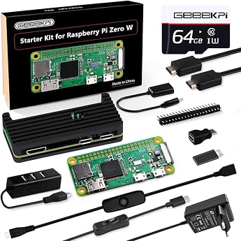 GeeekPi Starter Kit for Raspberry Pi Zero W, with RPi Zero W Aluminium Housing, 64GB SD Card, Power Supply, 20Pin Header, Mic