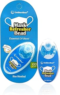 Face Mask Refresher, Long-Lasting & Strong Refreshing Fragrance, 2-Pack, with Natural Essential Oils from Herbs and Plants (100 beads/pack)