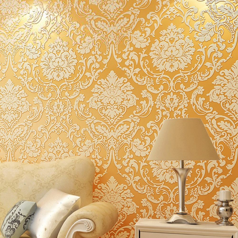 Papel Pintado Damasco Con Efecto Desgastado | Diseño Donatella
