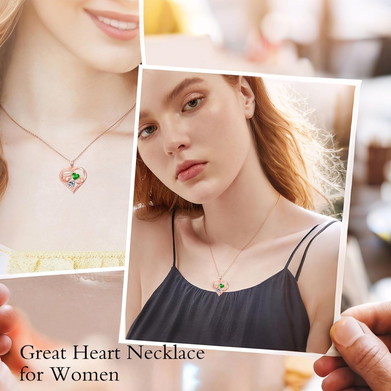 Mother Daughter Birthday Gifts for Her Women Rose Gold Plated Mom Heart Pendant with 12 Months Birthstone Necklace, Christmas Gifts for Mom Daughter, Birthday Mothers Day Gifts Anniversarry Jewelry for Wife Girlfriend Sister - Image 2