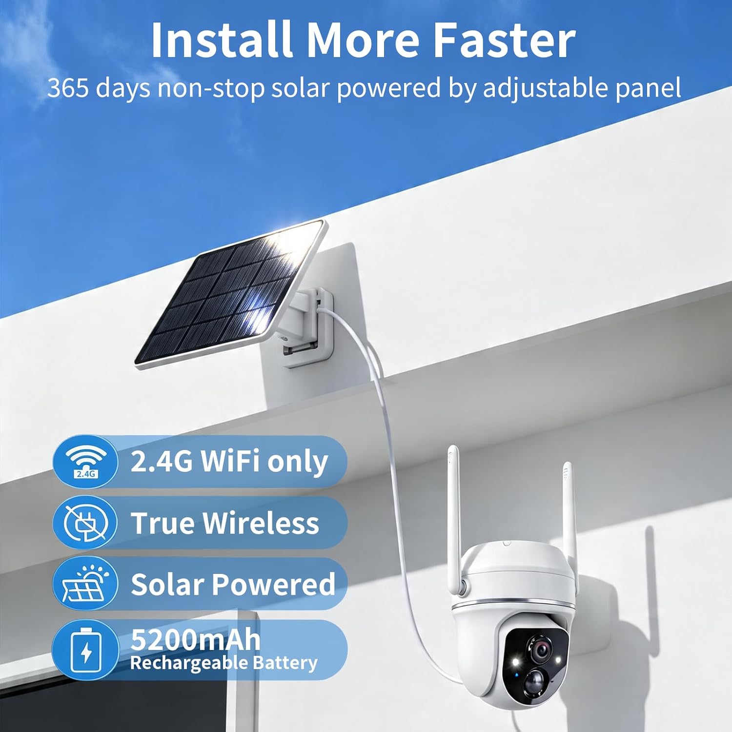 Goalake 2026 5MP Solar Security Camera – Wireless Outdoor PTZ with 360°View, AI Motion Detection, 2-Way Talk, Spotlight & Siren, IP65 Weatherproof, Cloud/512GB SD Storage (Pre-Inserted a SD Card) 3 714C8+NaXmL. AC SL1500