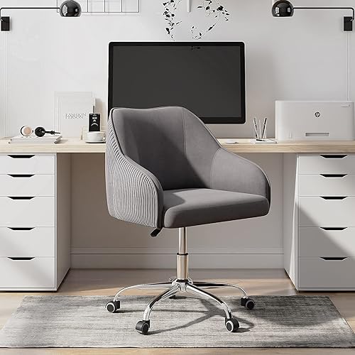 Miniatura 9 de CAELUM Linda silla de escritorio para adolescentes y niñas, sillas de escritorio para computadora de oficina en casa con ruedas y brazos, cómoda