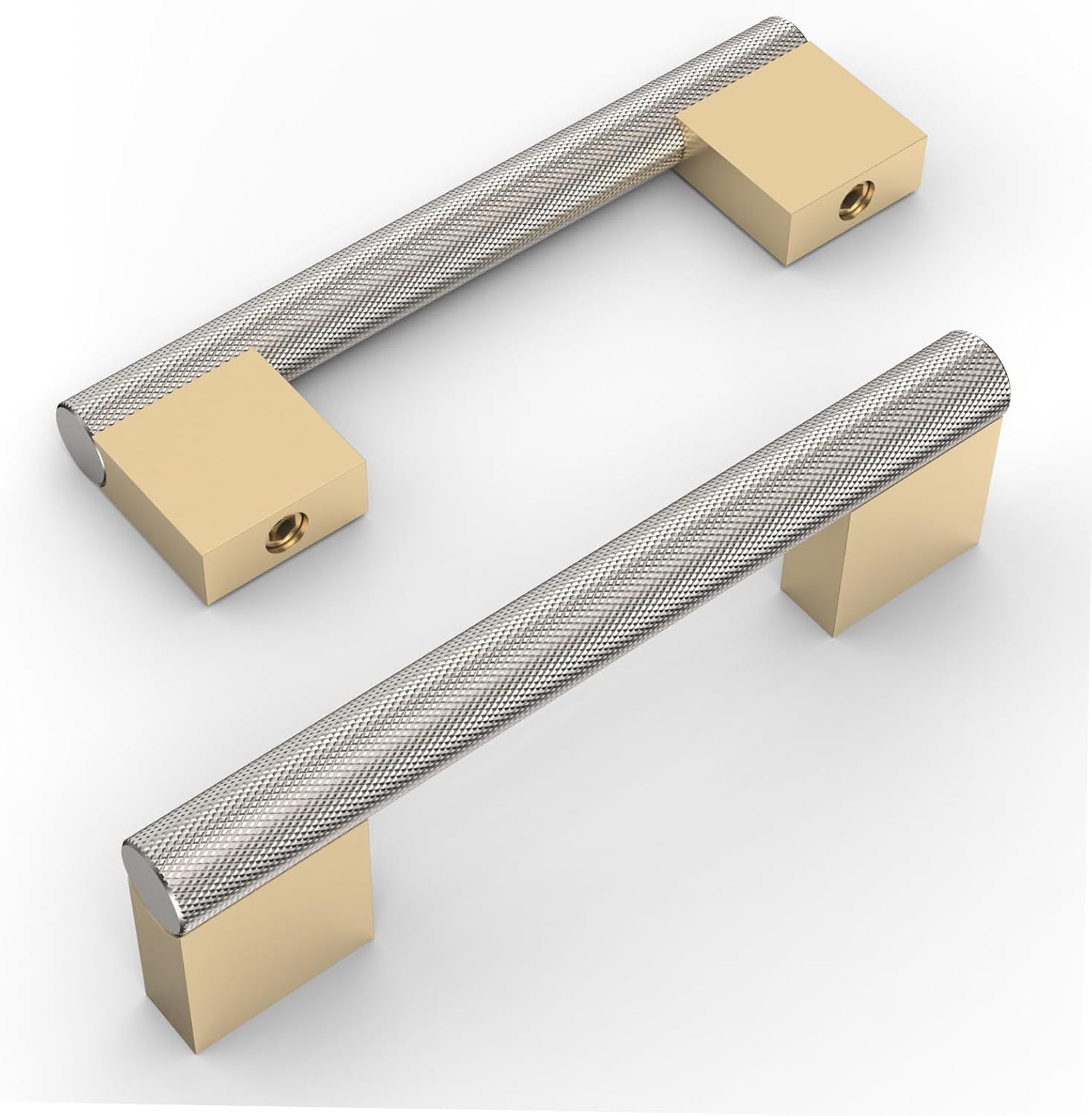 Amerdeco 10 Pack Brushed Nickel and Gold knurled Pulls 33/4